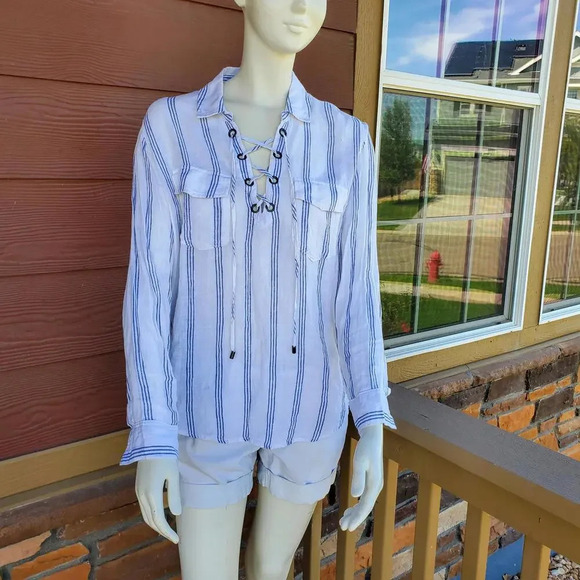 RAILS Matea Flamenco Striped Lace-Up Long-Sleeve Top Size Large NWOT - Picture 13 of 15